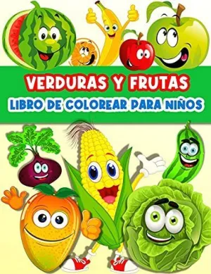 Libro de Colorear Frutas y Verduras para Niños y Niñas