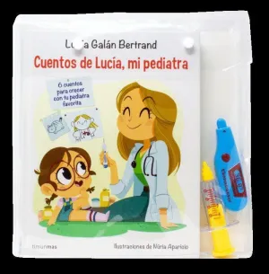 MALETÍN DE CUENTOS DE LUCÍA, MI PEDIATRA (6 CUENTOS, TERMOMETRO Y UNA JERINGA DE JUGUETE)