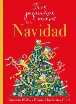 TRES PEQUEÑOS MONOS EN NAVIDAD.