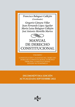 MANUAL DE DERECHO CONSTITUCIONAL: VOLUMEN I: CONSTITUCIÓN Y FUENTES DEL DERECHO. DERECHO CONSTITUCIO