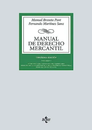 MANUAL DE DERECHO MERCANTIL. VOL. I. INTRODUCCIÓN Y ESTATUTO DEL EMPRESARIO. DERECHO DE LA COMPETENC