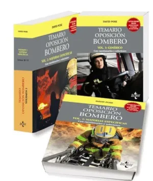 PACK TEMARIO OPOSICIÓN BOMBERO. 3 VOLÚMENES. TEMARIO CON CUESTIONARIOS Y SOLUCIONES