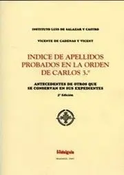 INDICE DE APELLIDOS PROBADOS EN LA ORDEN DE CARLOS